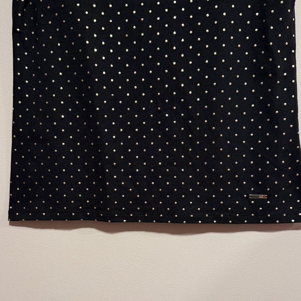 Anne Klein Black and Gold Polka Dot Short Sleeve Top - Picture 8 of 9